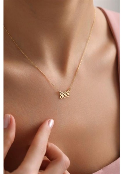 925 Ayar Gümüş Gold Kaplama 888 Melek Numarası Kolye modelleri