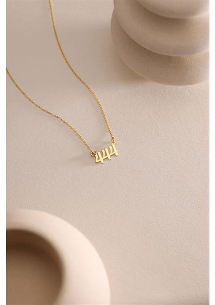 925 Ayar Gümüş Gold Kaplama 444 Melek Numarası Kolye fiyatları