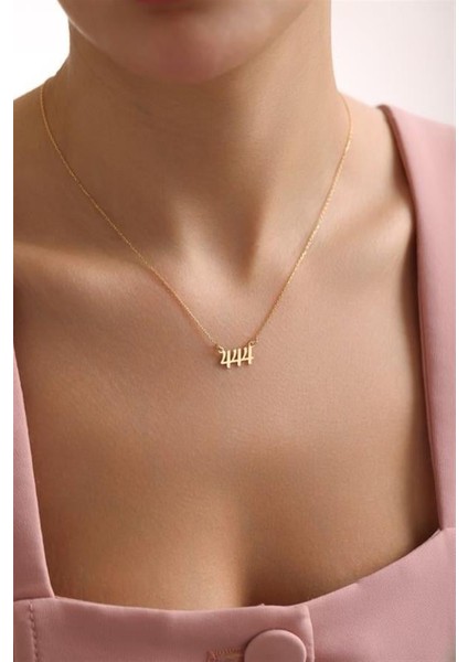 925 Ayar Gümüş Gold Kaplama 444 Melek Numarası Kolye modelleri