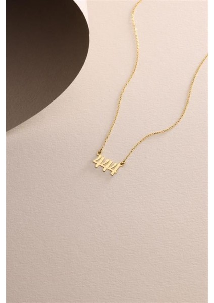 925 Ayar Gümüş Gold Kaplama 444 Melek Numarası Kolye fırsatları