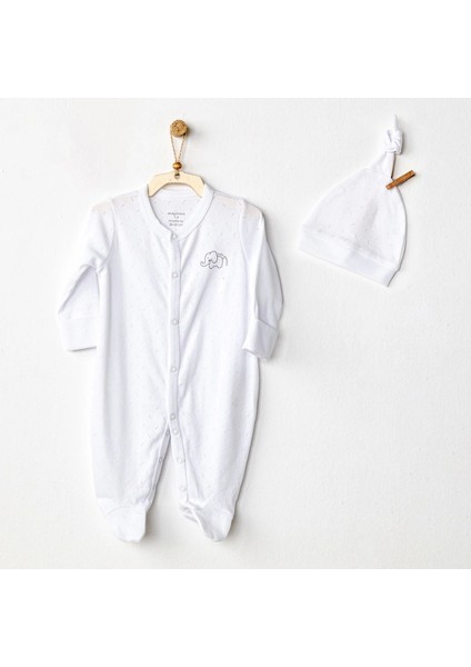 Andywawa AC24708 Jacquard Bebek Tulum Takım White