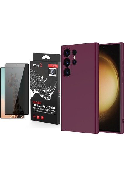 Samsung Galaxy S25 Ultra Kılıf Zore Mara Lansman Kapak + Rika Premium Privacy Temperli Cam Ekran Koruyucu