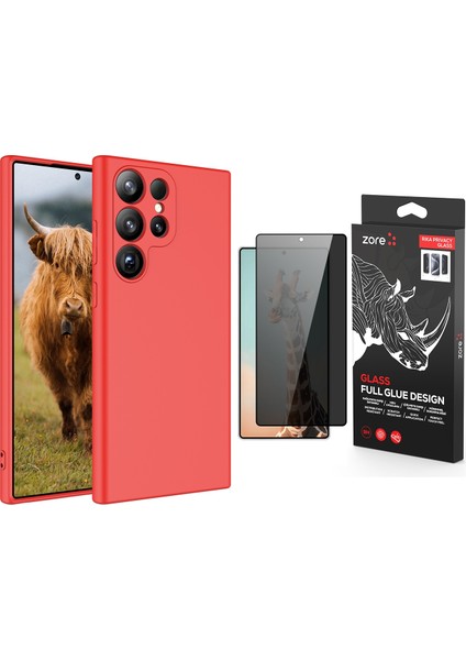 Samsung Galaxy S25 Ultra Kılıf Zore Mara Lansman Kapak + Rika Premium Privacy Temperli Cam Ekran Koruyucu