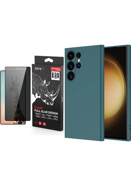 Samsung Galaxy S25 Ultra Kılıf Zore Mara Lansman Kapak + Rika Premium Privacy Temperli Cam Ekran Koruyucu