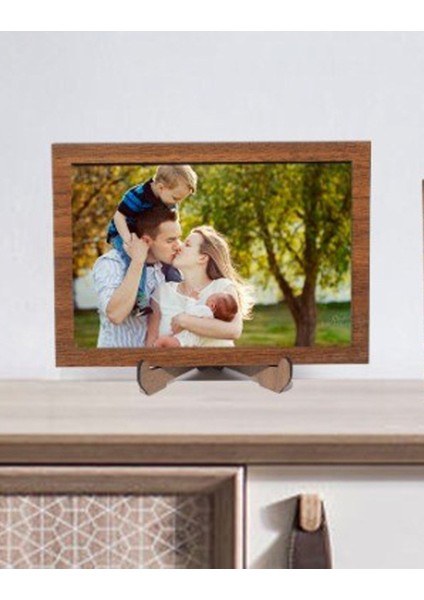 3 Adet Ahşap Ayaklı Resim Çerçevesi 13 x 18 Resme Uygun (Camsız)