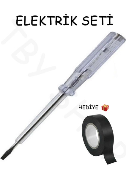Elektrik Seti Düz Çelik Uçlu Kontrol Kalemi - Hediye Elektrik Bandı
