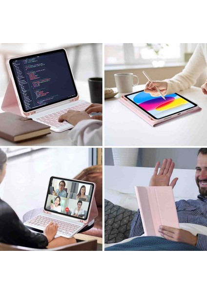 Apple iPad 10. Nesil 10.9 2022 Uyumlu Bluetooth Klavyeli Kılıfı (Tablet Değildir)