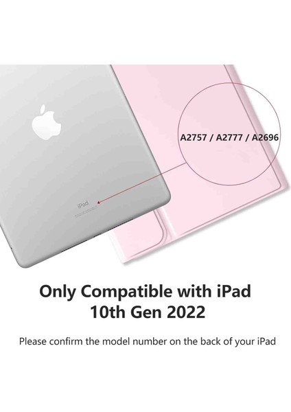 Apple iPad 10. Nesil 10.9 2022 Uyumlu Bluetooth Klavyeli Kılıfı (Tablet Değildir)