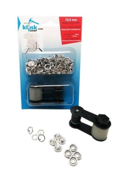 10,5 mm Klikıt Bebe Çıtçıt Kendin Yap Kiti,bebek Giysi, Gömlek, Triko, Esnek ve Ince Kumaşlar Için Çekiçle Uygulama Aparatları ve Gümüş Renk 25 Adet Tırnaklı Klikıt Bebe Çıtçıt Düğme Takım fiyatları