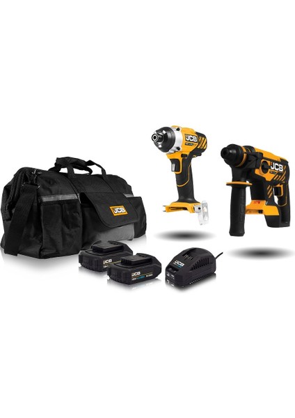 18BLRH Kömürsüz Kırıcı-Delici + 18ID Darbeli Vidalama + 18 V 6.0 Ah Çift Akülü Set