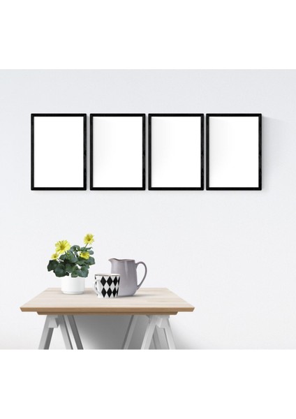 A4 - 21 x 30 cm Resim Çerçeve Seti - 4'lü - Siyah -