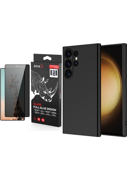 Samsung Galaxy S25 Ultra Kılıf Zore Mara Lansman Kapak + Rika Premium Privacy Temperli Cam Ekran Koruyucu