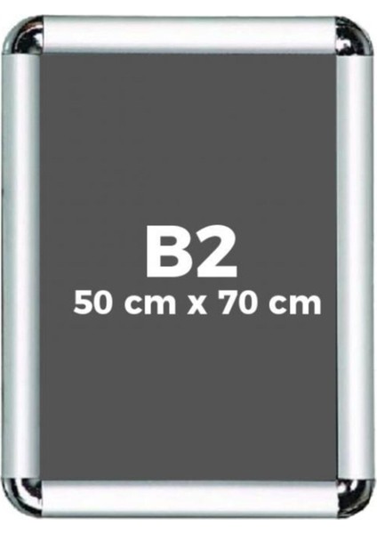 B2 50 x 70 cm Alüminyum Çerçeve Rondo Köşe Aç Kapa Açılır Kapanır Klik Klak Çerçeve