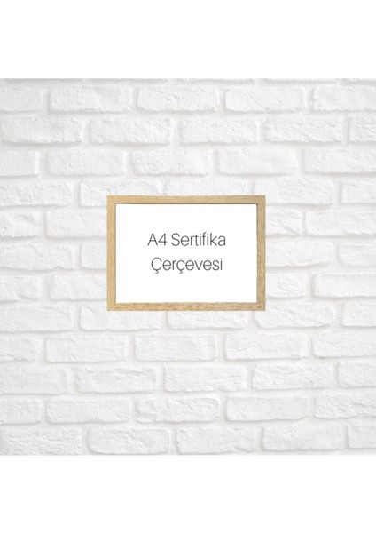 A4 Çerçeve, A4 21 x 30 cm Ebatlarında Akça Ağaç Rengi Sertifika Çerçevesi