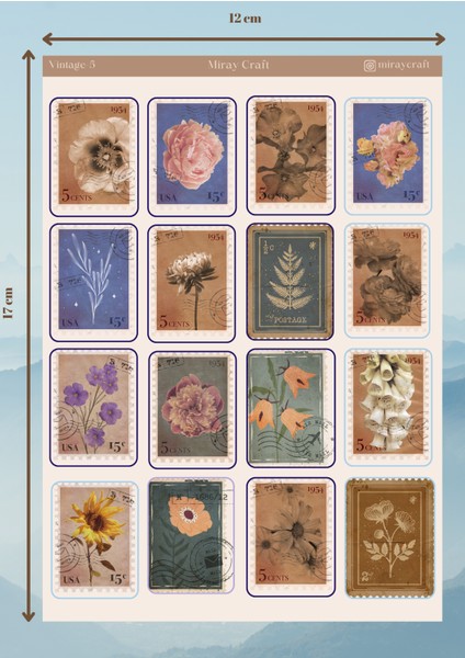VİNTAGE TEMALI 12*17 CM STİCKER/BULLET JOURNAL, SCRAPBOOK, PLANLAYICI, AJANDA İÇİN fiyatları