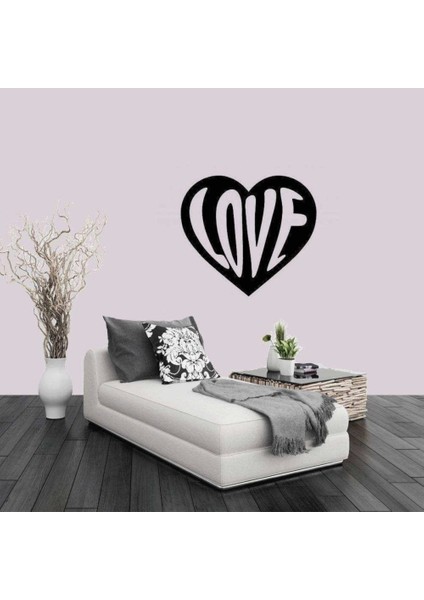 Sıkışmış Love Yazılı Kalp Dekoratif Duvar Sticker, Çıkartma, Etiket