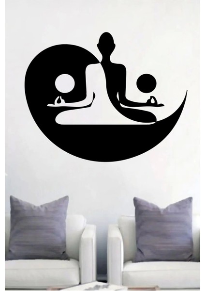 Yoga Yapan Kız Yoga Köşesi Duvar Sticker Yapıştırma (Sudan ve Nemden Etkilenmez)
