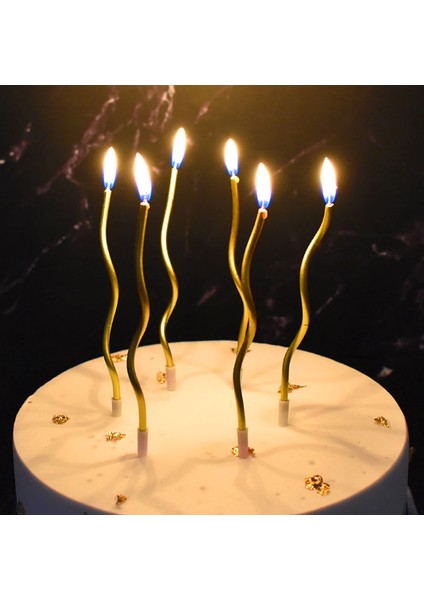 Kıvrımlı Spiral Gold Pasta Mumu