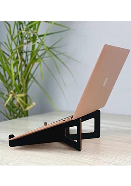 Gift Taşınabilir Siyah Ahşap Notebook Laptop Standı