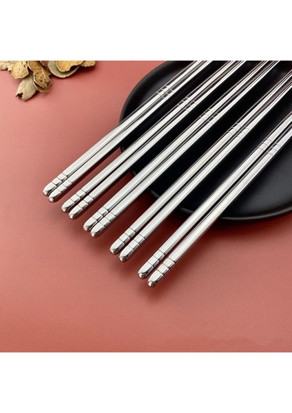 Metal Chopstick 10 Çift Paslanmaz Çelik Çin Çubuğu Yemek Çubukları 10 Çift
