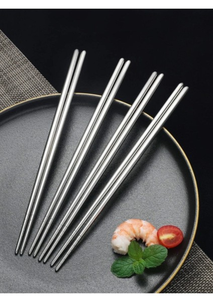 Metal Chopstick 10 Çift Paslanmaz Çelik Çin Çubuğu Yemek Çubukları 10 Çift