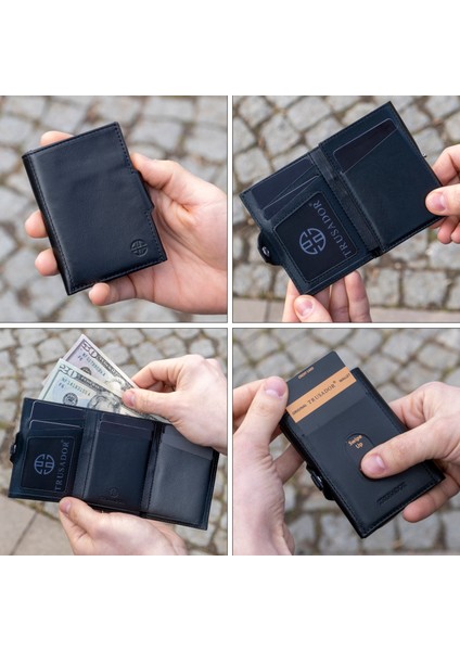 Toscana Siyah Kartlık Deri Cüzdan Unisex Rfid Korumalı Erkek Kadın Mini Hediye fırsatları
