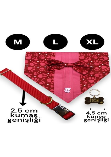 Fularlı Köpek Tasması, Papyonlu Köpek Tasması, Isimli Tasma. Köpek Isimli Künye, Kişiye Özel Tasma