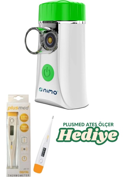 Mesh Nebulizatör Taşınabilir Solunum Cihazı + Plusmed Ateş Ölçer Hediye