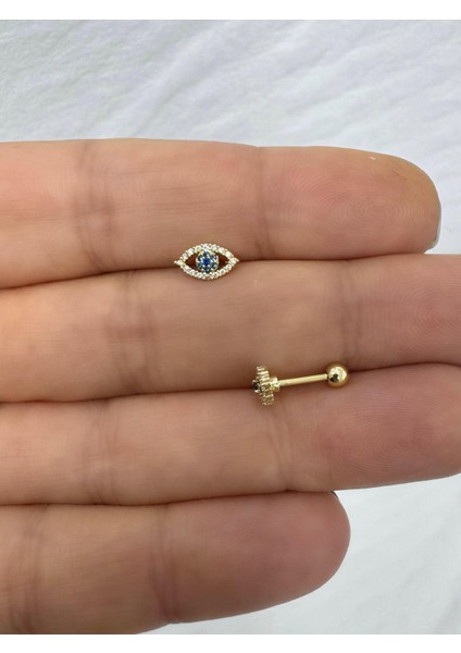Zirkon Taşlı Göz 1 Adet Tragus Helix Lobe Conch Flat Lobe Uyumlu Piercing Küpe