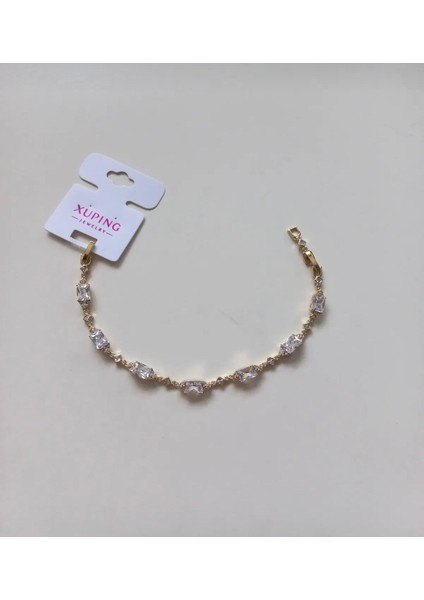 Vip Seri Zirkon Taşlı Gold Renk Bileklik 16.5+2cm modelleri