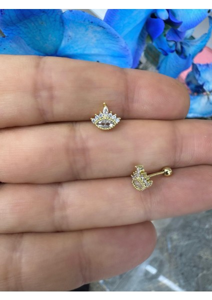 Zirkon Taşlı 1 Adet Tragus Helix Lobe Uyumlu Piercing Küpe