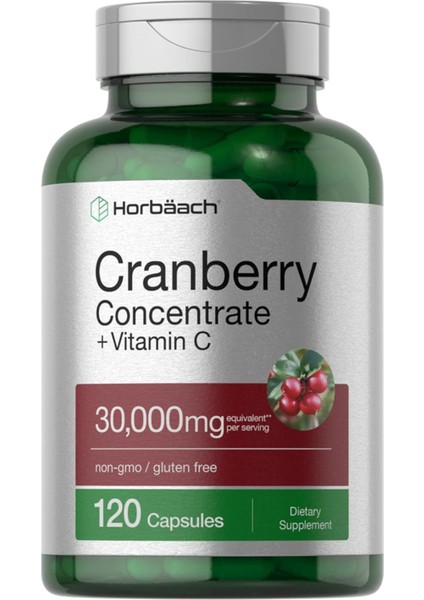 Cranberry Concentrate Extract + Vitamin C 30,000MG 120 Capsules Non-Gmo And Gluten Free