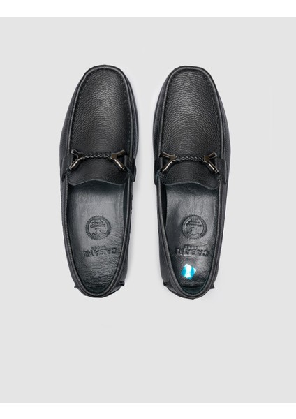 %100 Hakiki Deri Siyah Toka Detaylı Erkek Loafer fırsatları