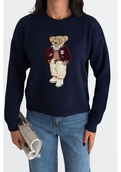 Teddy Bear Ayıcıklı Kazak- Kadın Triko Kazak Standart Beden fırsatları