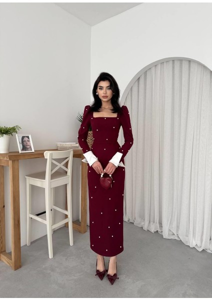 Tasarım Incili Atlas Uzun Elbise fiyatları