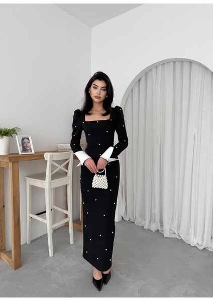 Tasarım Incili Atlas Uzun Elbise fiyatları