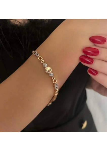 Vip Seri Zirkon Taşlı Rosegold Renk Bileklik 17+2cm