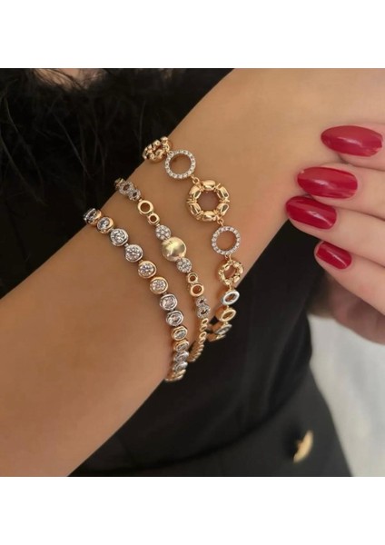 Vip Seri Zirkon Taşlı Rosegold Renk Bileklik 17+2cm