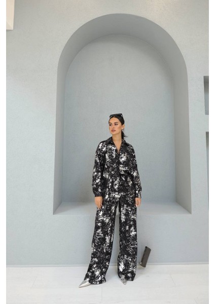 Varaklı Beli Lastikli Bol Pantolon