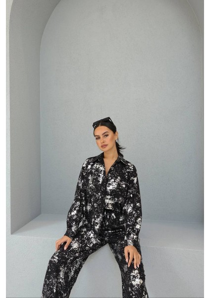 Varaklı Beli Lastikli Bol Pantolon