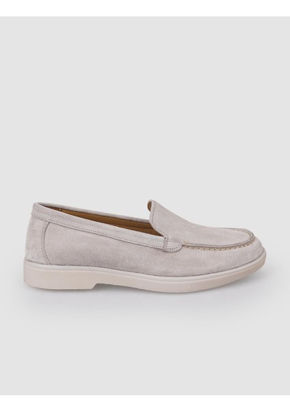 Deri Bej Süet Kadın Loafer