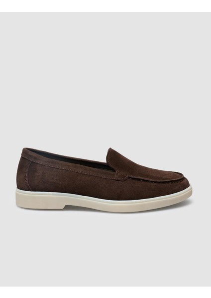Deri Kahverengi Süet Kadın Loafer
