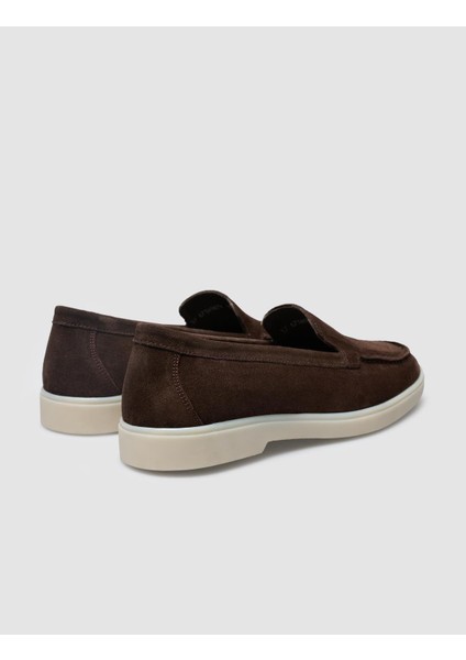 Deri Kahverengi Süet Kadın Loafer
