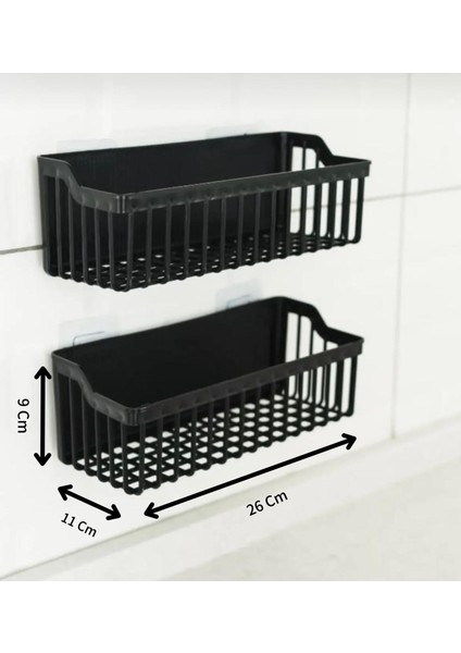 Yapışkanlı Banyo Şampuanlık Rafı - Mutfak Rafı -Ikili Duş Düzenleyici - Organizer