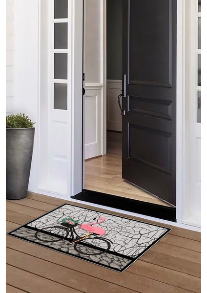 Flamingo Baskılı Kaymaz Taban Silinebilir Kapı Önü Paspası (40X60CM),PASPAS-08-PEMBE,