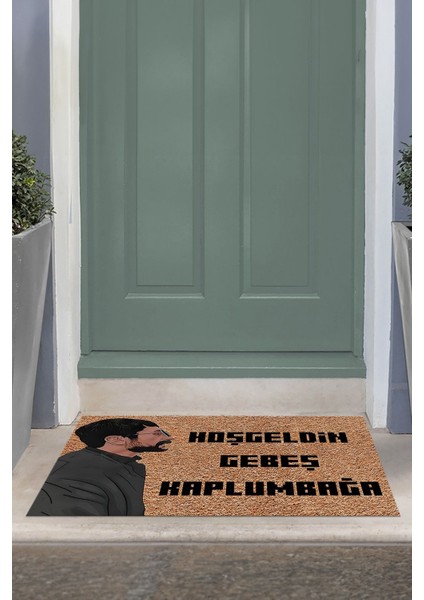 Espirili Baskılı Kaymaz Taban Silinebilir Kapı Önü Paspası (40X60CM),PASPAS-18-KAHVERENGİ,