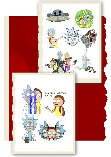 Rick And Morty 2'li Sticker Paketi - Ajanda, Günlük Planlayıcı, Bullet Journal , Scrapbook, Laptop