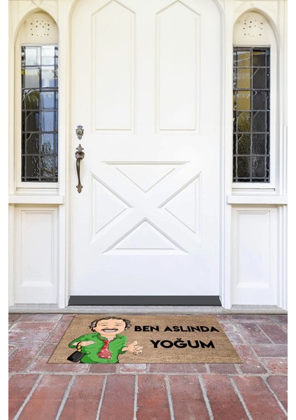 Ben Aslında Yoğum Baskılı Kaymaz Taban Silinebilir Kapı Önü Paspası (40X60CM),PASPAS-16-YEŞİL,