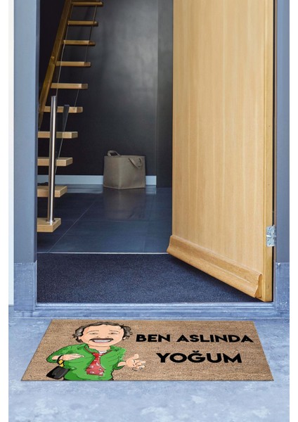 Ben Aslında Yoğum Baskılı Kaymaz Taban Silinebilir Kapı Önü Paspası (40X60CM),PASPAS-16-YEŞİL,
