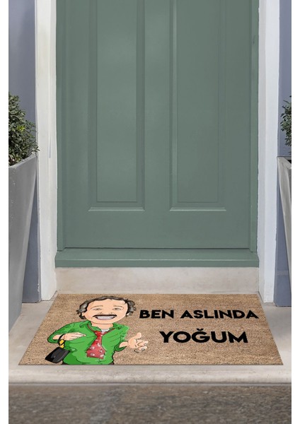 Ben Aslında Yoğum Baskılı Kaymaz Taban Silinebilir Kapı Önü Paspası (40X60CM),PASPAS-16-YEŞİL,